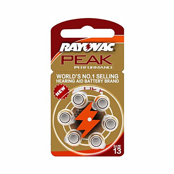 Батарейки Rayovac Peak для слухових апаратів тип 13 ( 6 шт . )