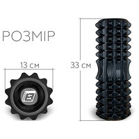 Массажный ролик EasyFit Grid Roller 33 см v.1.2 с заглушками с двух сторон (черный) S122-1905 №2