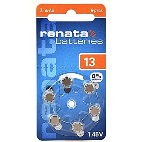 Батарейки для слухового апарату, Renata ZA13 DP6 (6 шт в блістері)