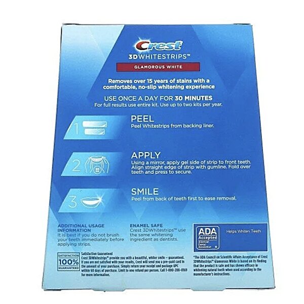 Характеристики Отбеливающие полоски для зубов Crest 3D White Glamorous Whitestrips 14 упаковок, 28 полосок & Отбеливающая эмульсия Сrest Whitening Emulsions 10 g