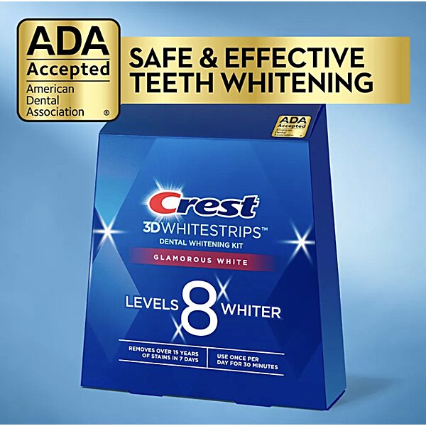 Отбеливающие полоски для зубов Crest 3D White Glamorous Whitestrips 14 упаковок, 28 полосок & Отбеливающая эмульсия Сrest Whitening Emulsions 10 g