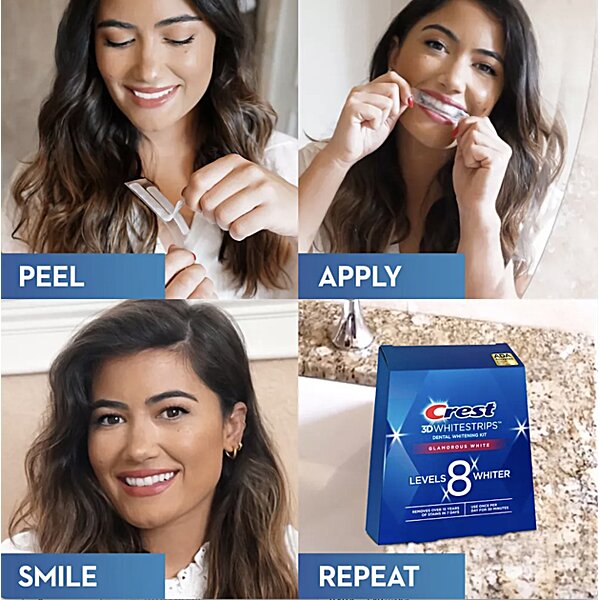 Отбеливающие полоски для зубов Crest 3D White Glamorous Whitestrips 14 упаковок, 28 полосок & Отбеливающая эмульсия Сrest Whitening Emulsions 10 g