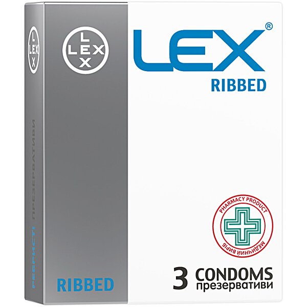 Презервативы ребристые Lex Ribbed, 3 шт (Швейцария)