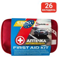 Автомобильная аптечка &laquo;Евростандарт&raquo; в соответствии с ТУ Poputchik (02-005-М) в мягком чехле (Украина)