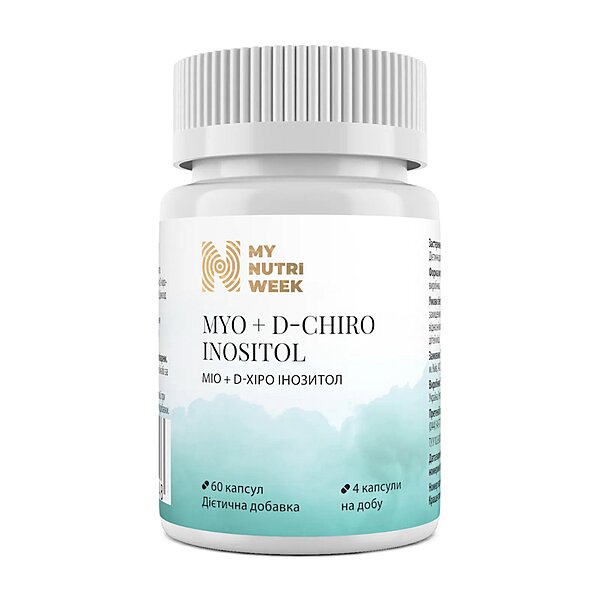 Мио + D-хиро-инозитол, Myo + D-Chiro Inositol, My Nutri Week, 60 капсул (Украина)