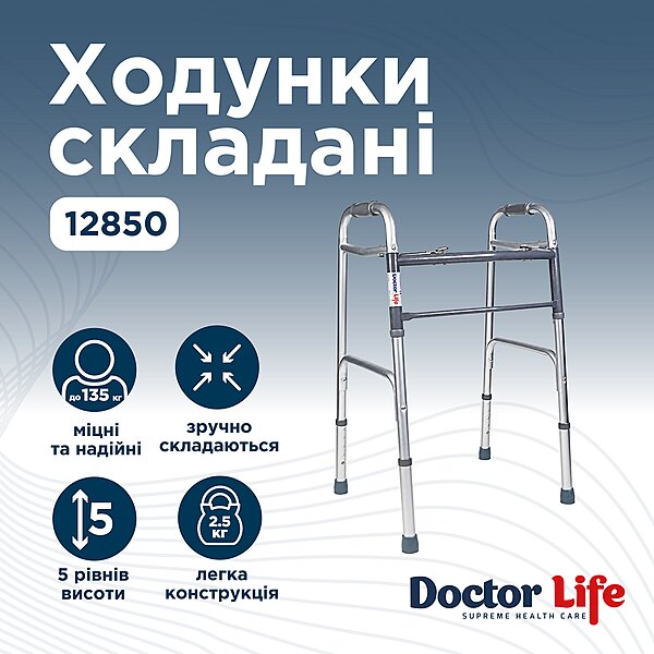 Характеристики Ходунки складані алюмінієві Doctor Life 12850 (Україна)