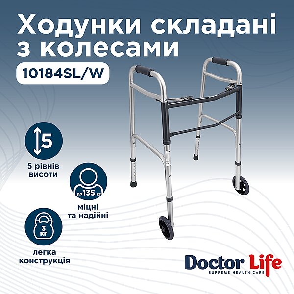 Характеристики Ходунки складні з колесами Doctor Life 10184SL/W (Україна)