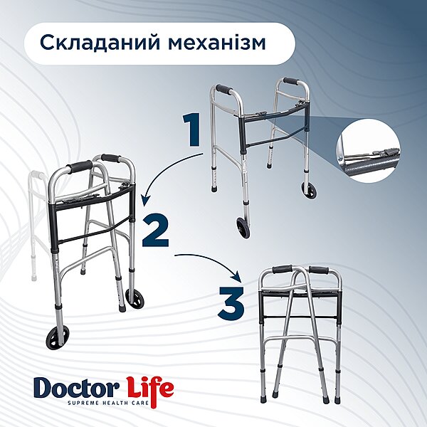 Ходунки складні з колесами Doctor Life 10184SL/W (Україна)