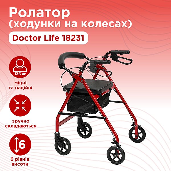 Ходунки на колесах Doctor Life (ролатор) 18231 (Україна)